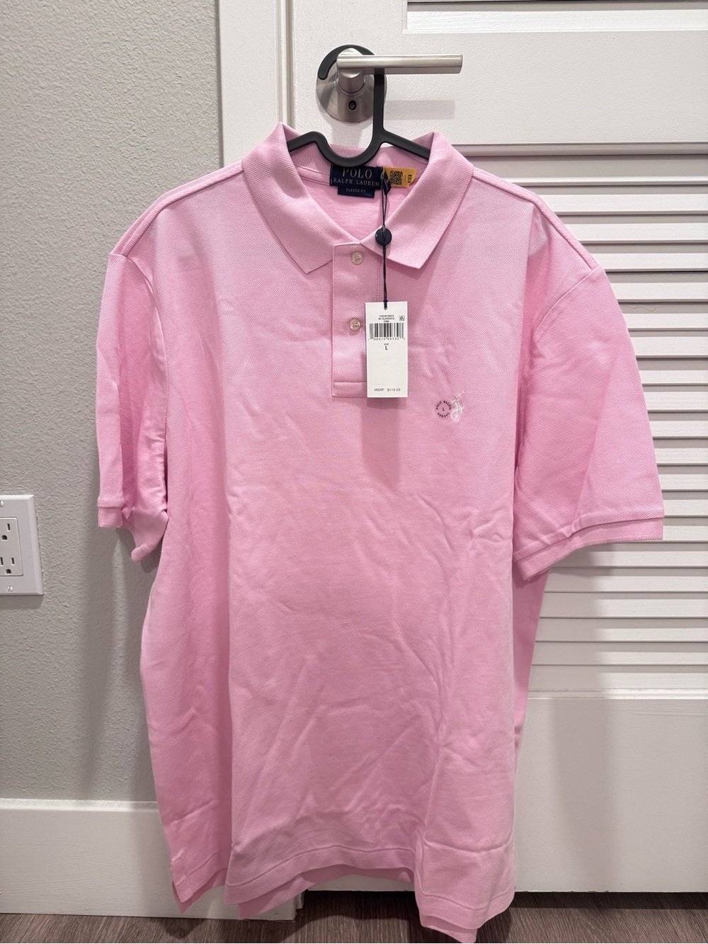 NWT Polo Ralph Lauren Pink Short Sleeve Polo Shirt Men's L Classic Fit Mesh